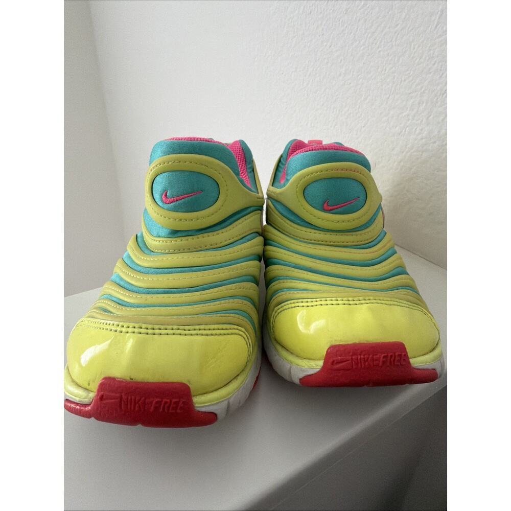 Nike Free Lime Green Pink Teal Kids Preschool Casual Shoes Size 3Y (7-10 yo) - Picture 2 of 10